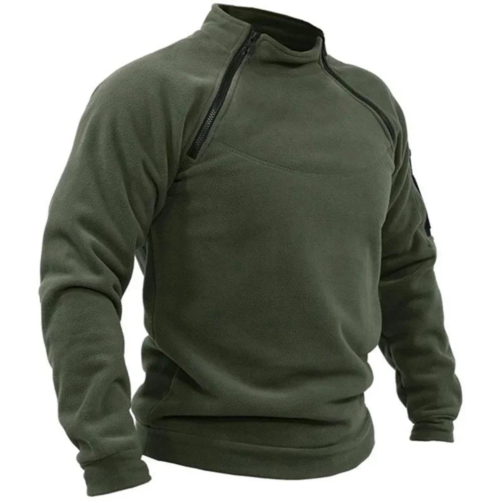 Windproof Fleece Men’s Sweatshirt – Tactical Outdoor Sportswear Jacket with Standing Collar