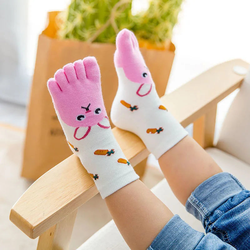 Cotton Animal Pattern Five-Finger Socks