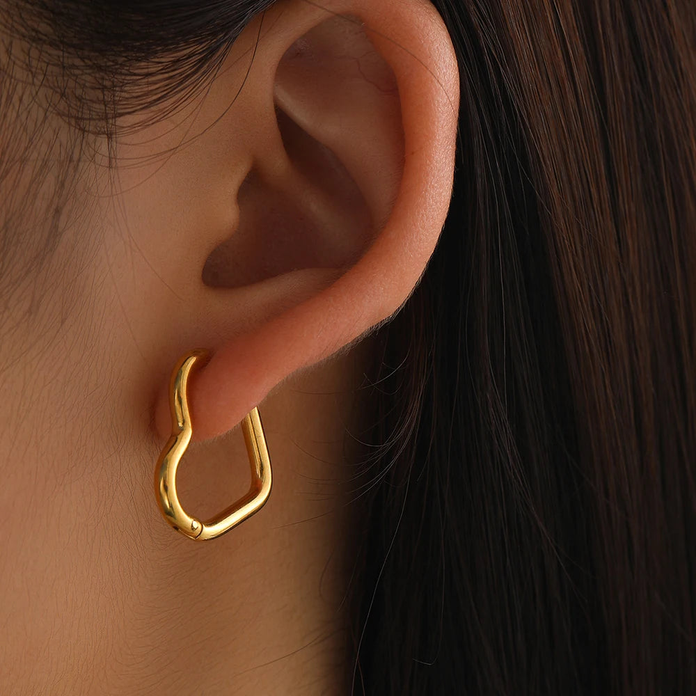 Stainless Steel Exquisite Heart Hollow Stud Earrings