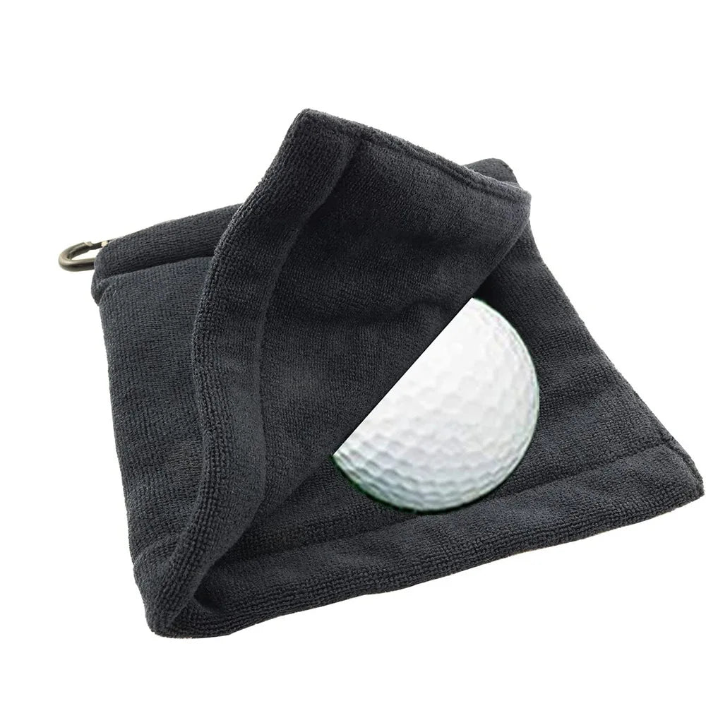 Square Microfiber Golf Ball Cleaning Towel with Carabiner Hook