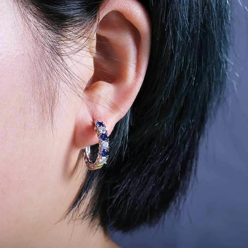 925 Sterling Silver Fashion Round Circle Clear Mosaic CZ Zircon Stud Earrings