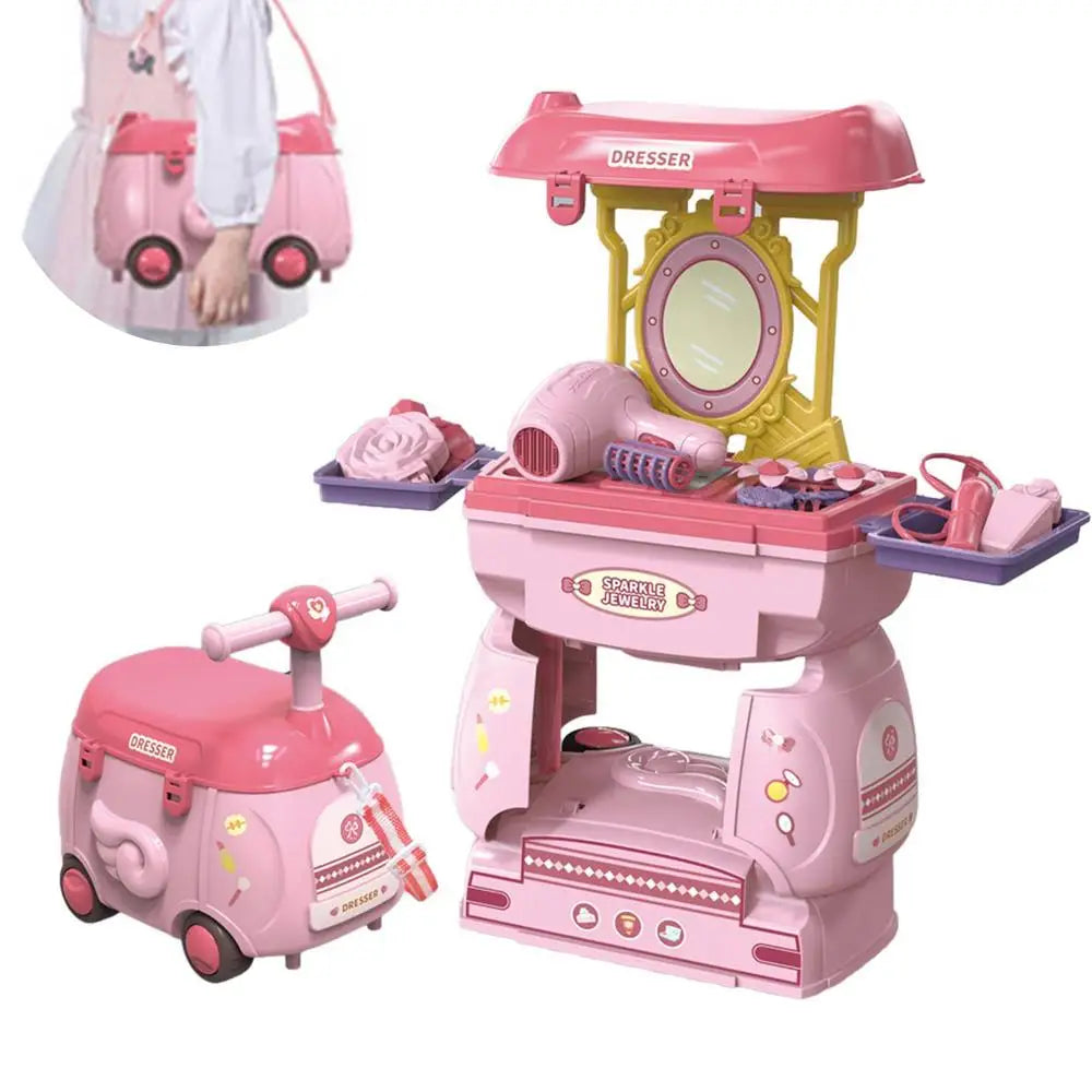 2-in-1 Cartoon Storage Car Pretend Toy Set