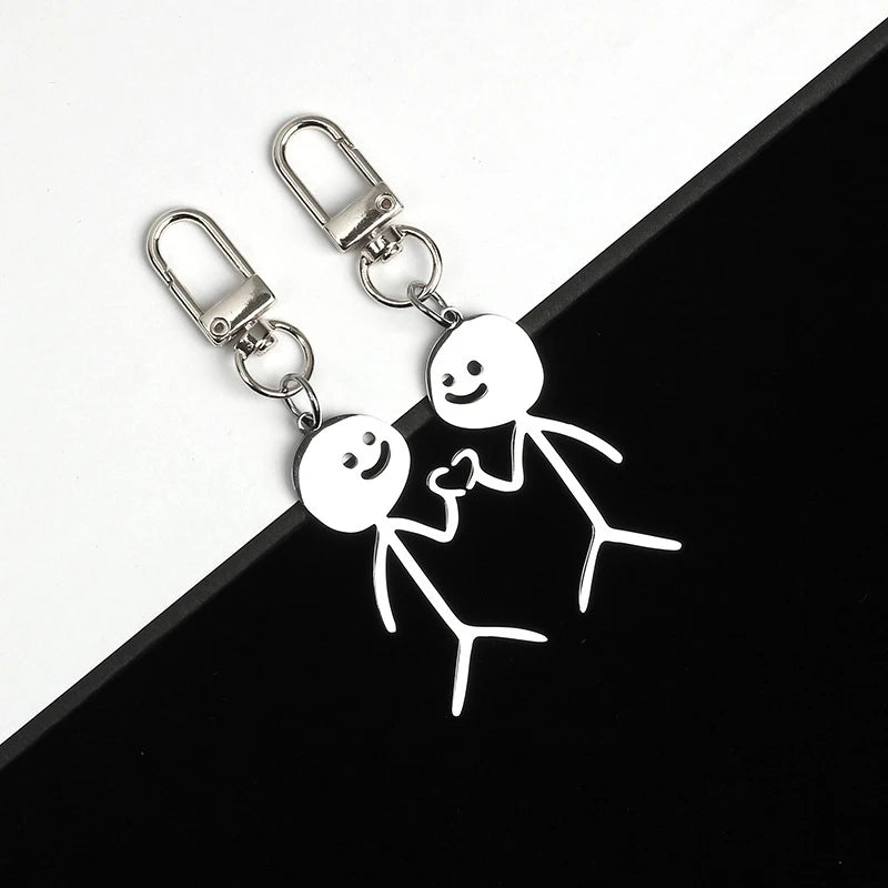 2pcs/set Stickman Matching Heart Keychain