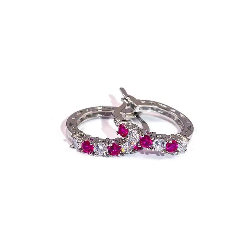 925 Sterling Silver Fashion Round Circle Clear Mosaic CZ Zircon Stud Earrings