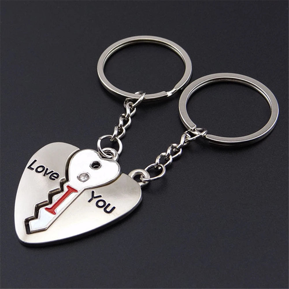 2pcs Cute Metal Cartoon Doll Heart Keychain