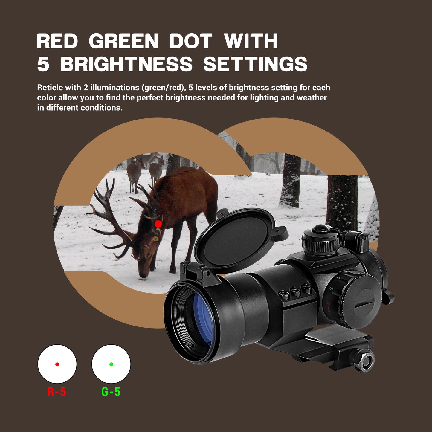 1X30 Red Green Dot Rifle Scope Optic Sight with 20mm/22mm Rail Mount for Hunting