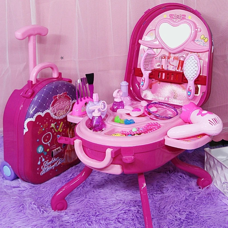 36-Piece Princess Cosmetic Mirror Suitcase Makeup Set for Kids