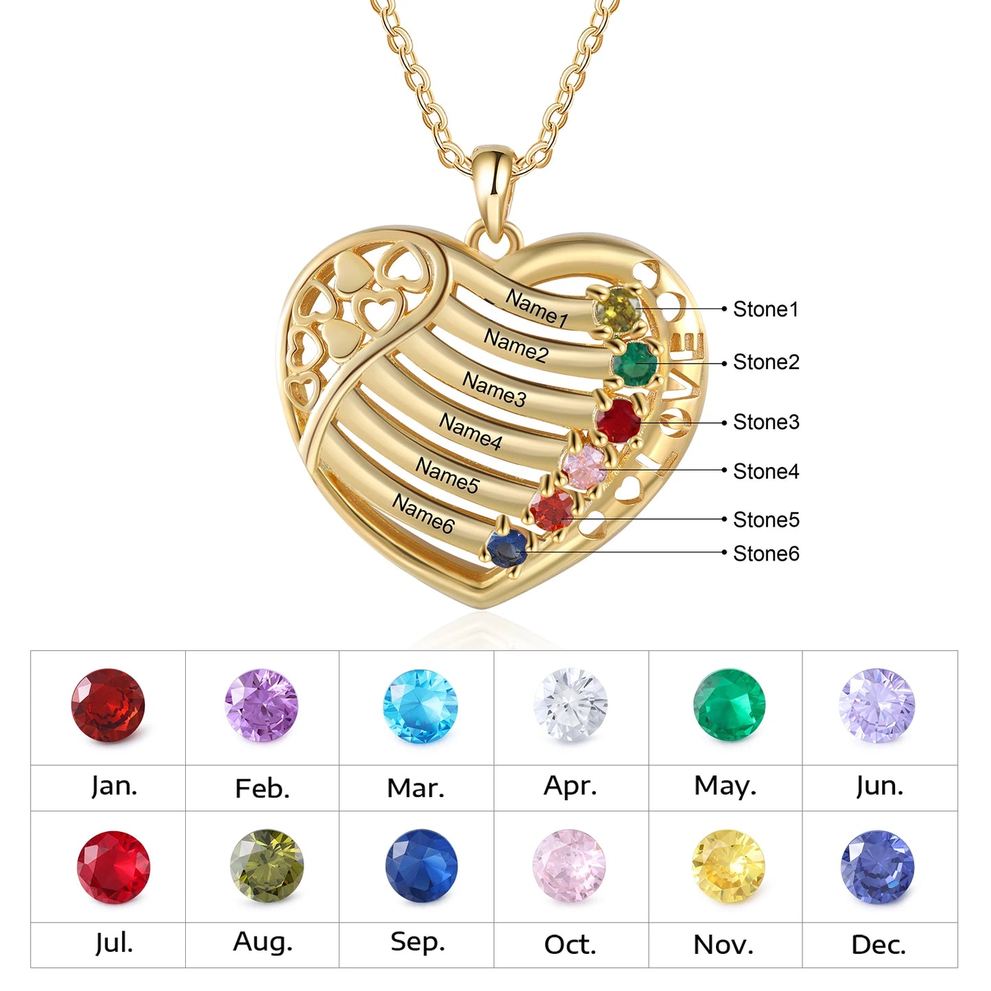 Valentine's Day Gold Color Personalized Heart Necklace