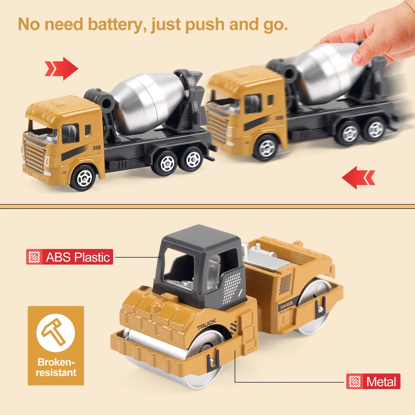 8pcs/set Alloy Engineering Truck Set