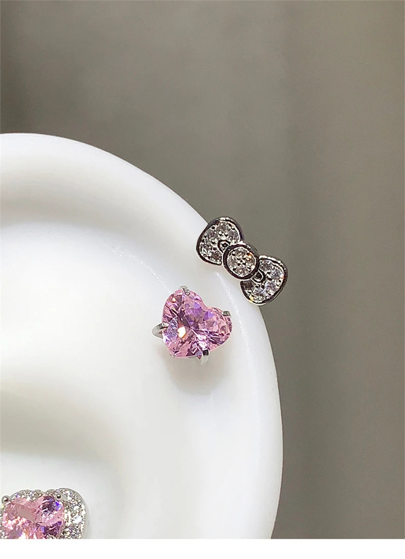 Cute Bowknot Love Heart 316L Stainless Steel Annular Ear Bone Nail Earring