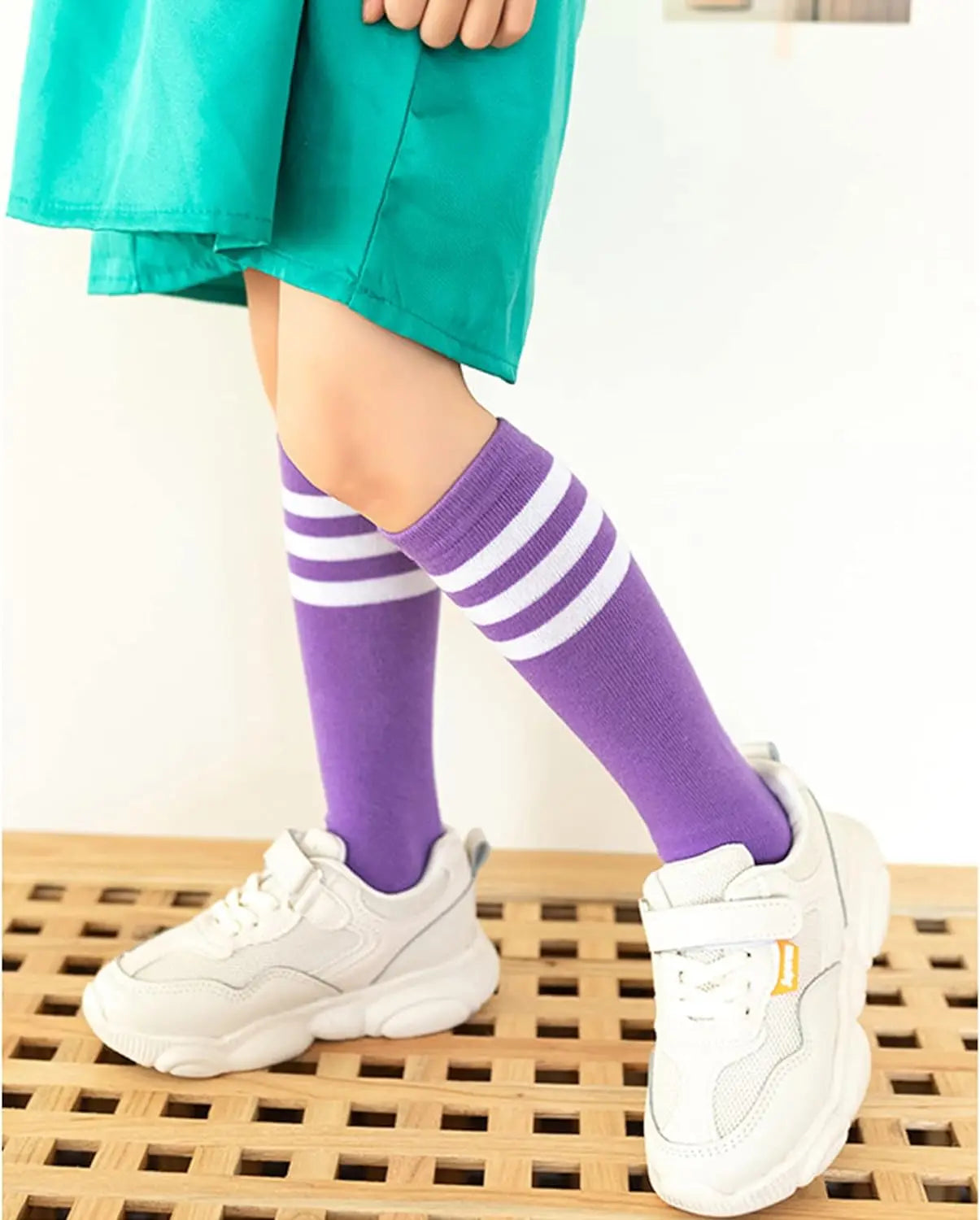 Three Stripes Knee-High Cotton Sports Socks