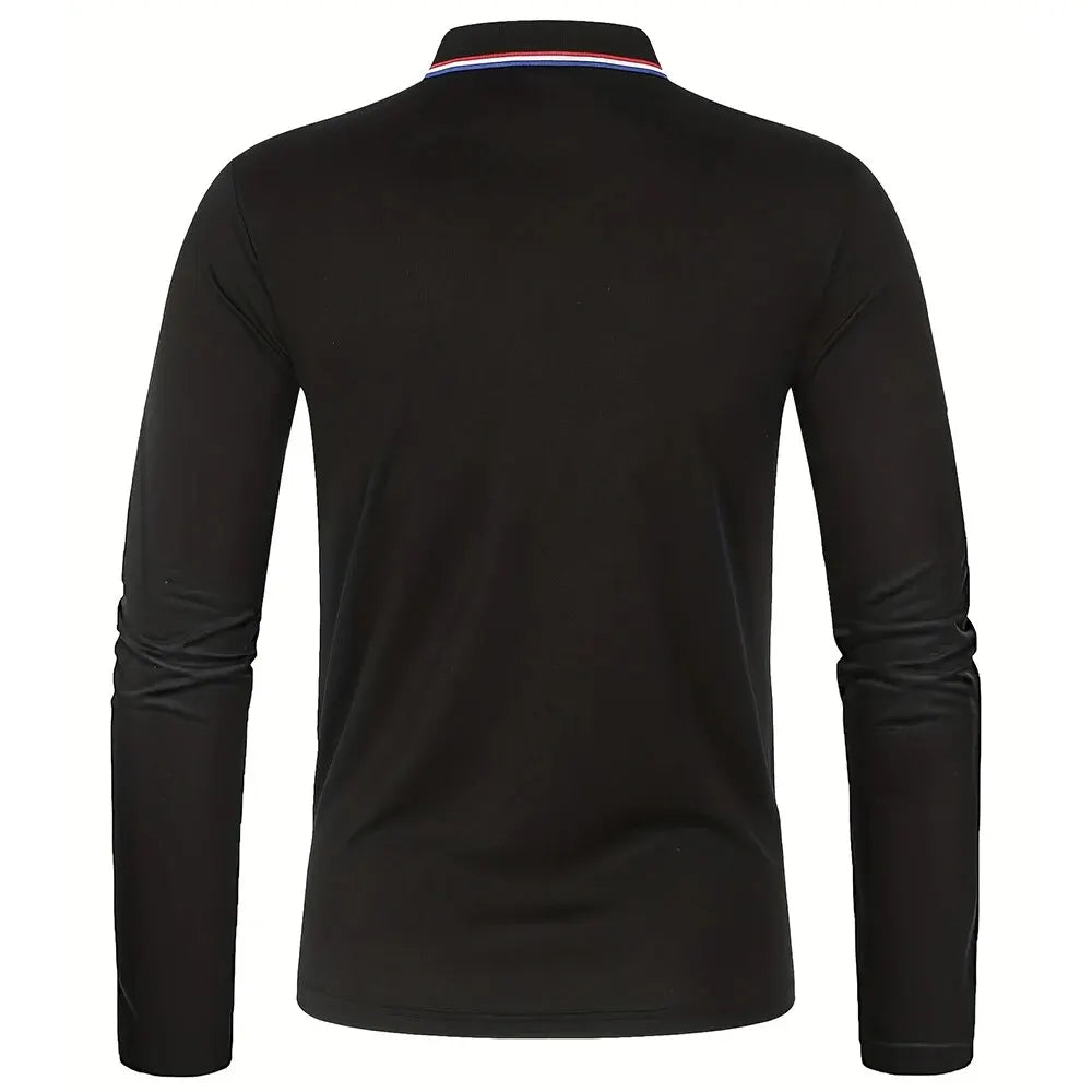 Men's Casual Long Sleeve Polo Shirt