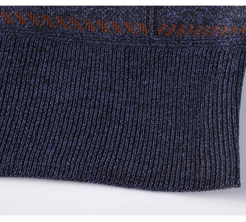 Men’s Solid Color Pullover Sweater with Added Velvet