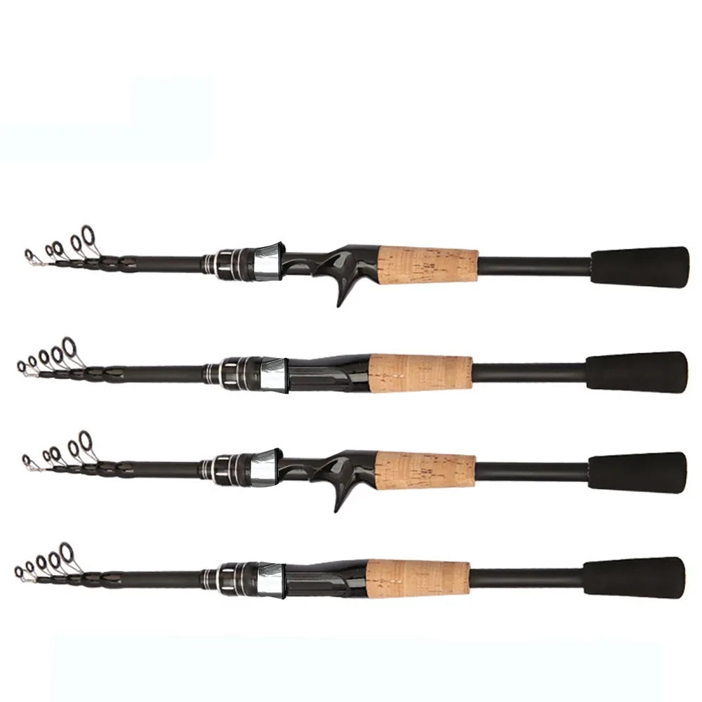 Baitcasting Lure Fishing Rod – Lightweight Telescopic Design with Wooden Handle
