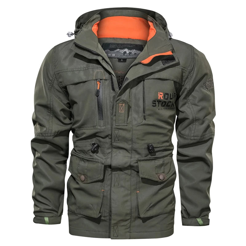 Spring And Autumn Men's Outdoor Camping Hooded Casual Jacket Men's Windproof Waterproof Windbreaker Men's Army Tactical Jacket