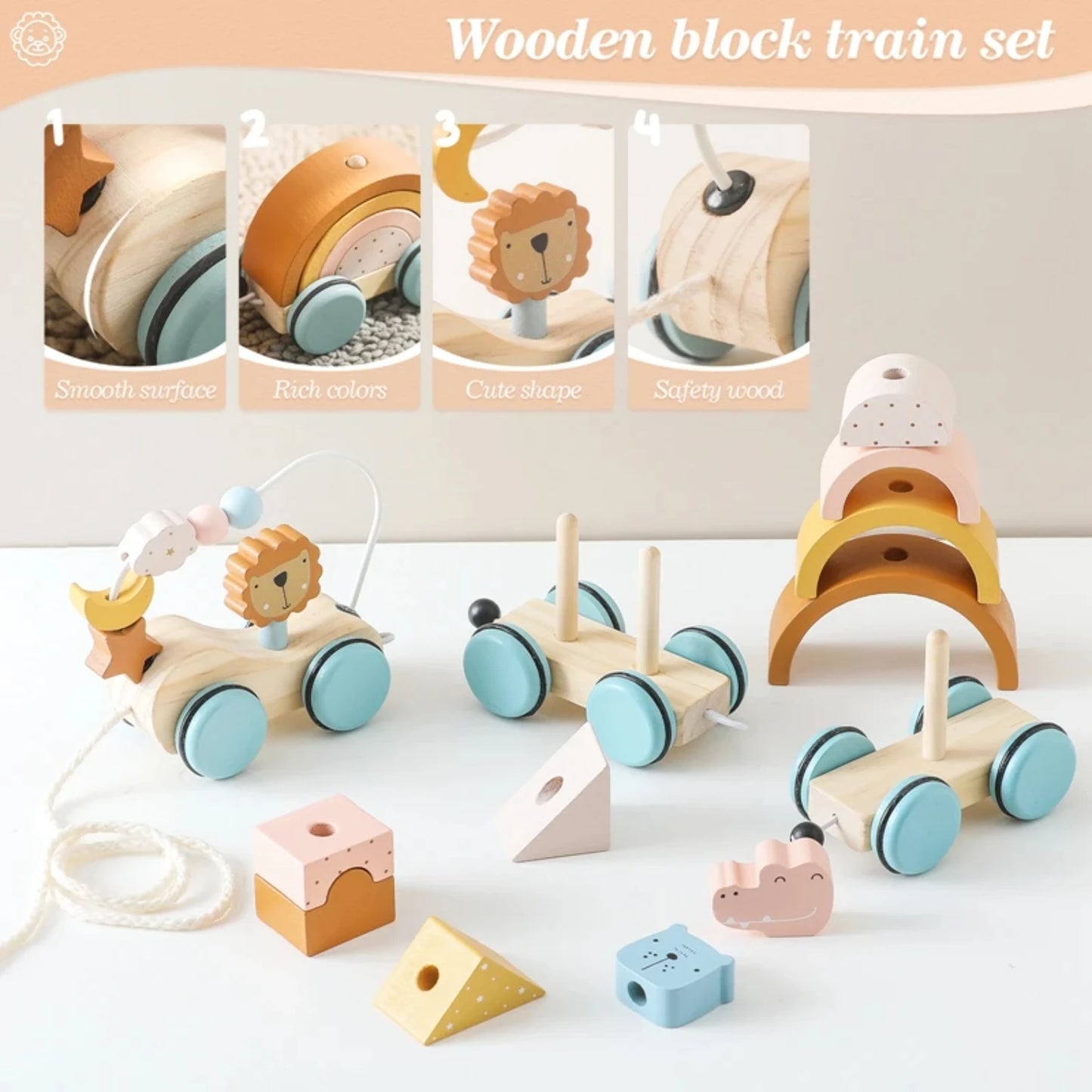 Educational Rainbow Blocks Trolley