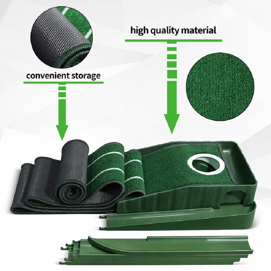 8-Foot Golf Putting Training Mat – Compact Indoor/Outdoor Green with Alignment Guide for Precision Practice