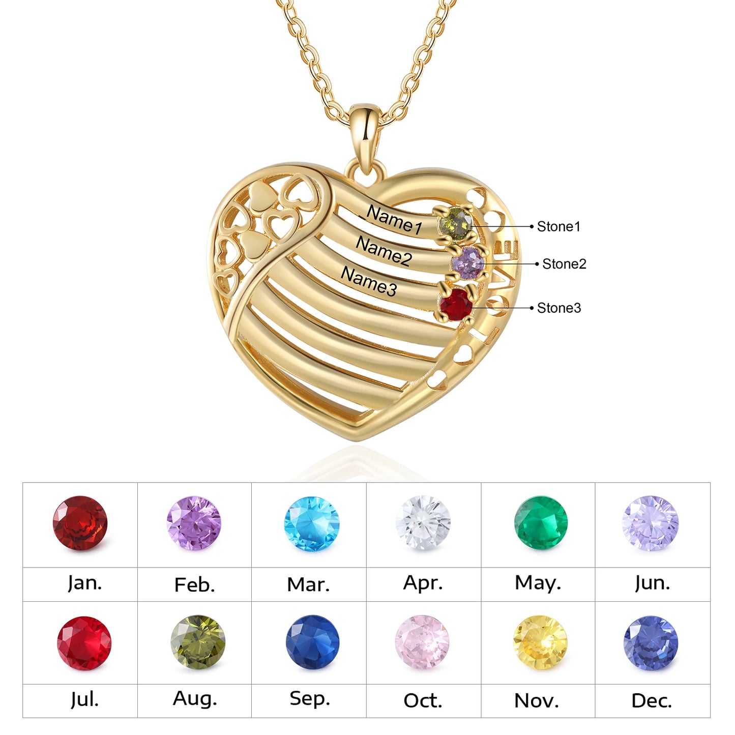 Valentine's Day Gold Color Personalized Heart Necklace