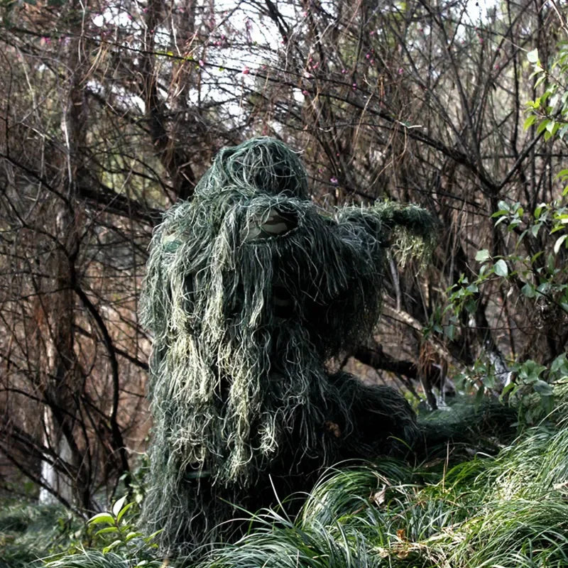 Camouflage 3D Withered Grass Ghillie Suit – 5-Piece Hunting Suit Set