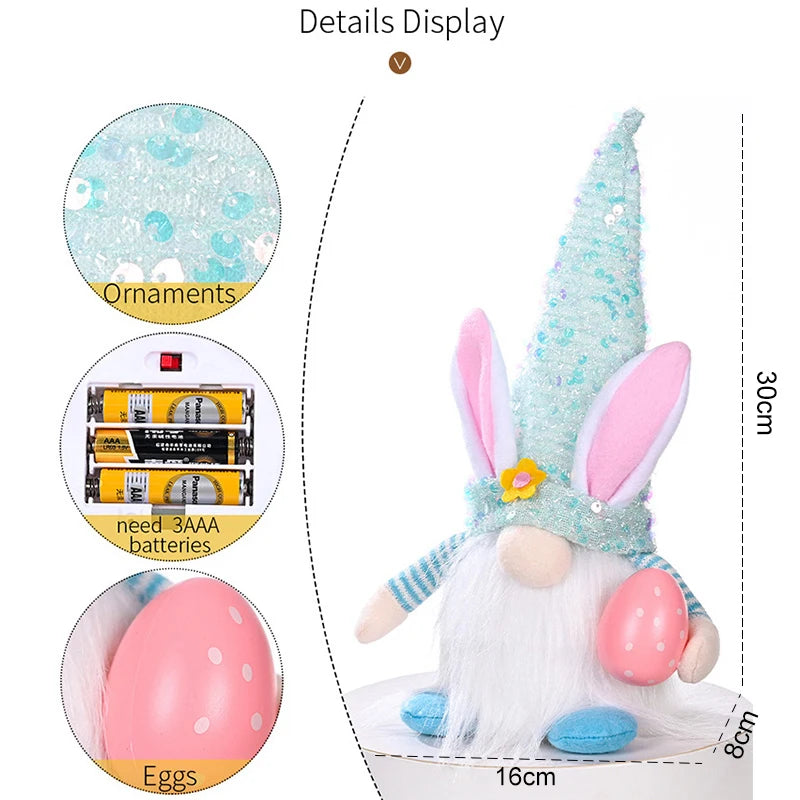 Easter LED Glowing Faceless Gnome Doll