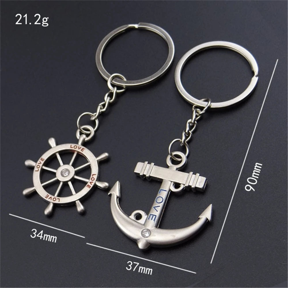 2pcs Cute Metal Cartoon Doll Heart Keychain