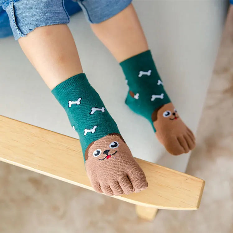 Cotton Animal Pattern Five-Finger Socks
