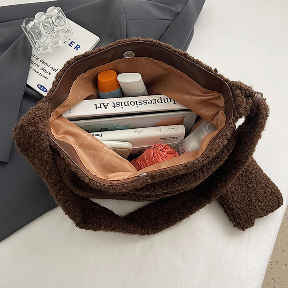 Lamb Wool Shoulder Bag for Women