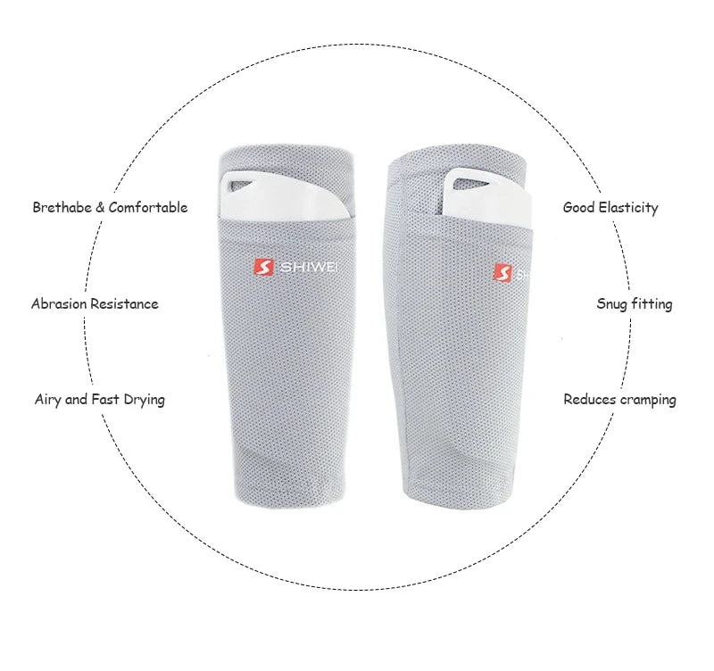 Soccer Shin Guard Pads and Sleeves Set