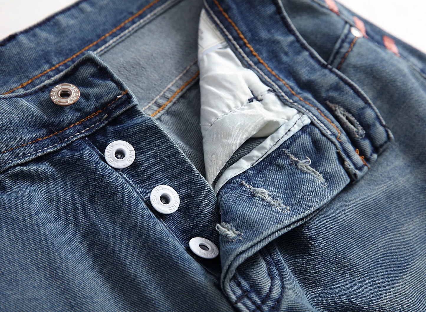 Streetwear Mens Slim Fit Ripped Straight Jeans