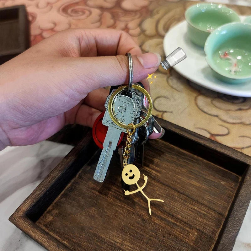 2pcs/set Stickman Matching Heart Keychain