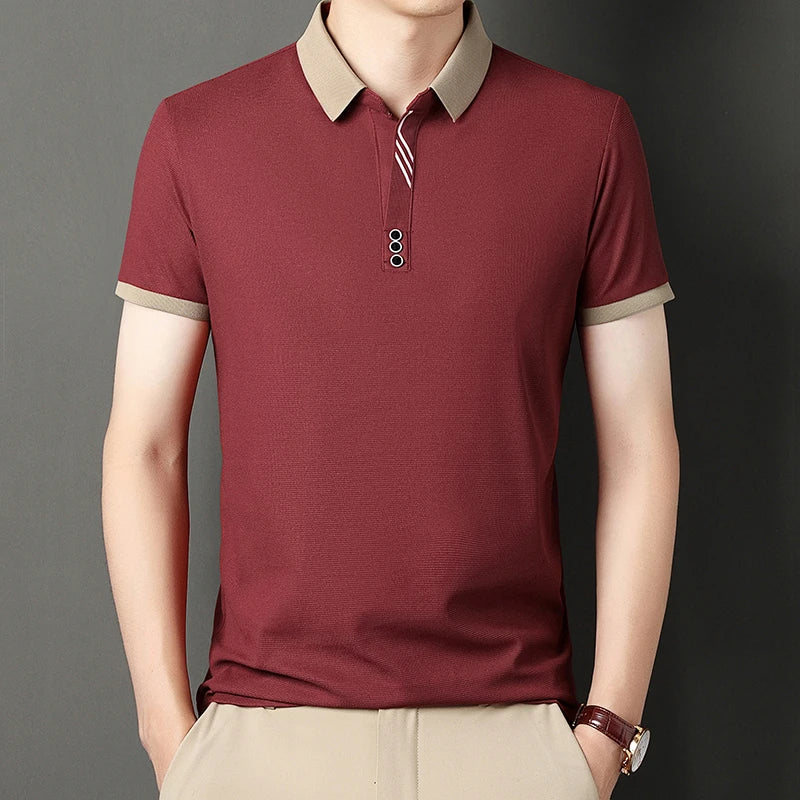 Men’s Solid Color Casual Short Sleeve Polo Shirt