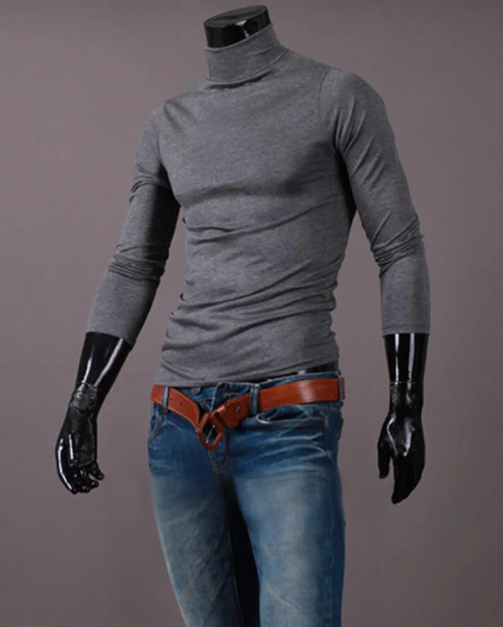 Men’s Thermal Underwear Top – High Neck Slim Fit Long Sleeve Shirt for Winter Warmth