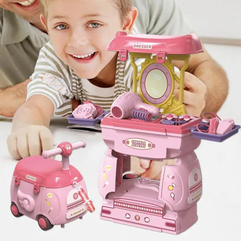 2-in-1 Cartoon Storage Car Pretend Toy Set