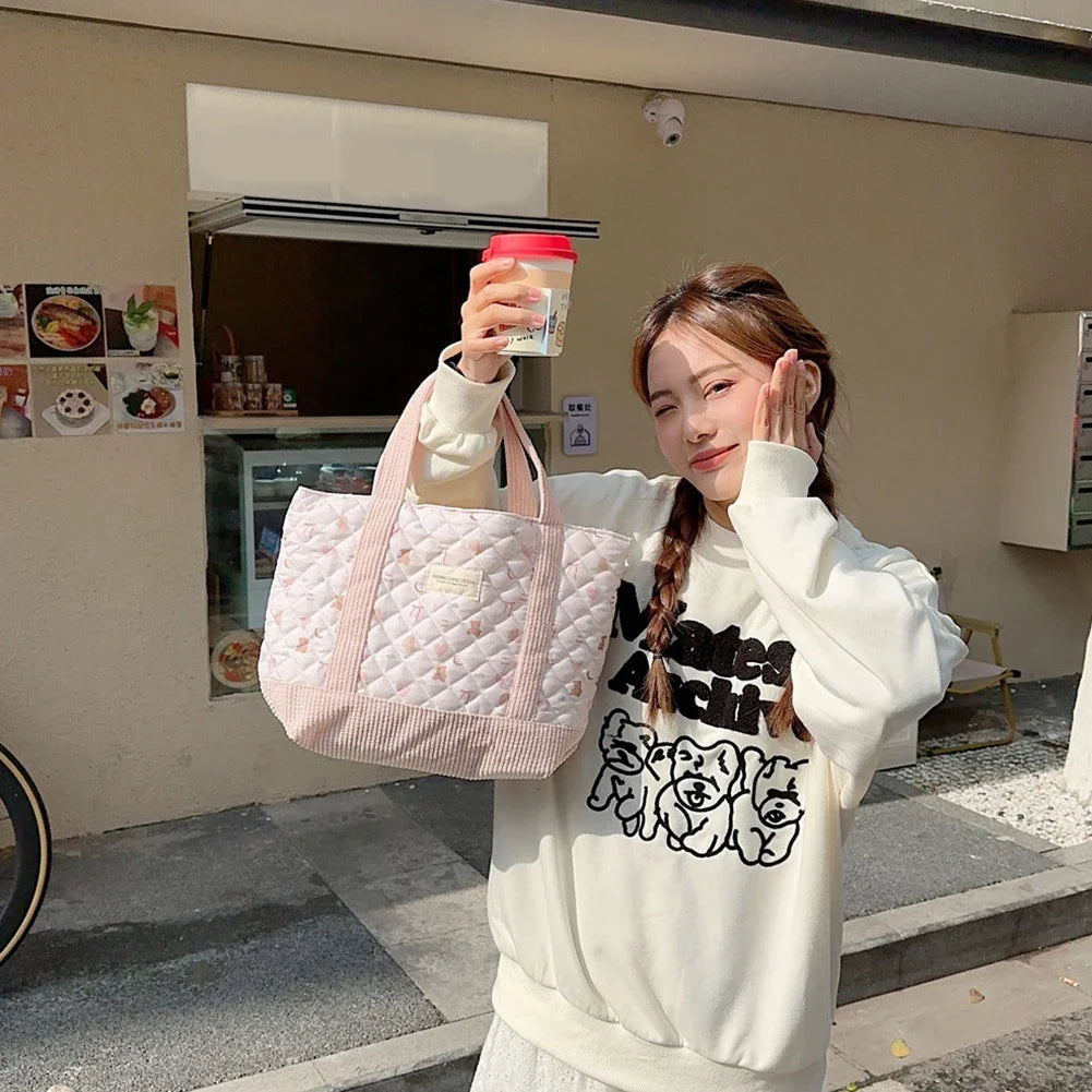 Quilted Floral Tote Bag