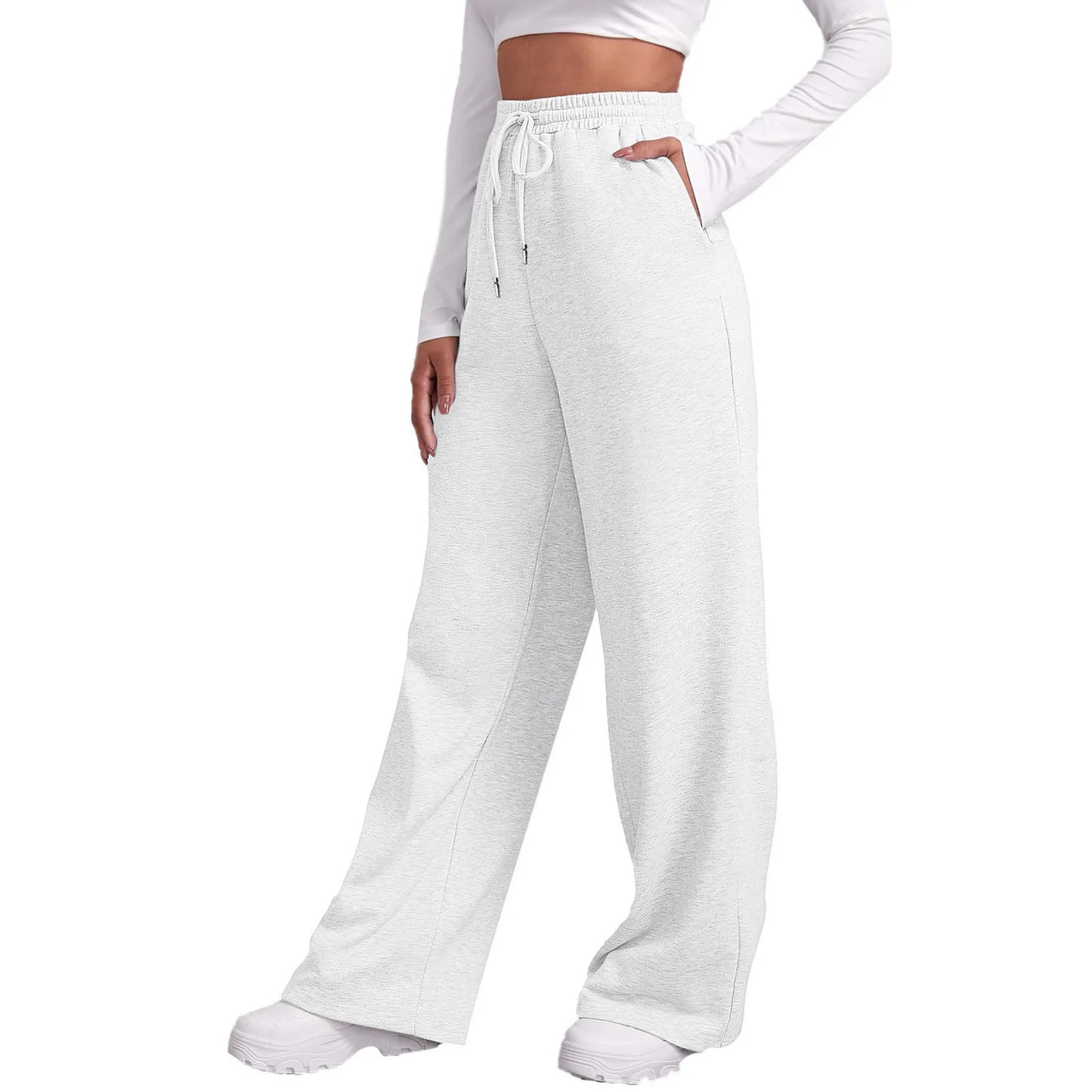 Drawstring Wide-Leg Sweatpants