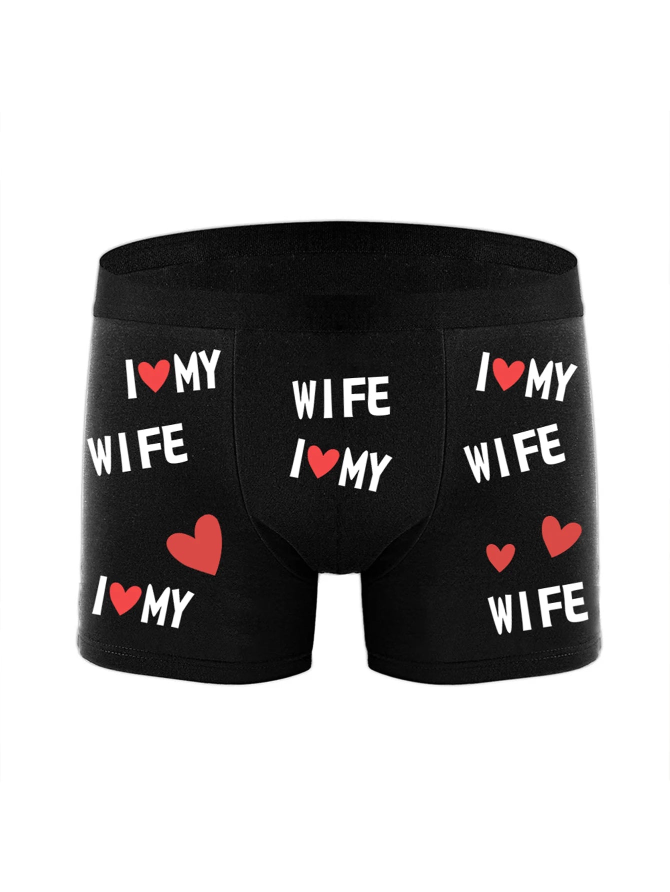 Men's Black Boxer Shorts With" I ❤ My Wife"