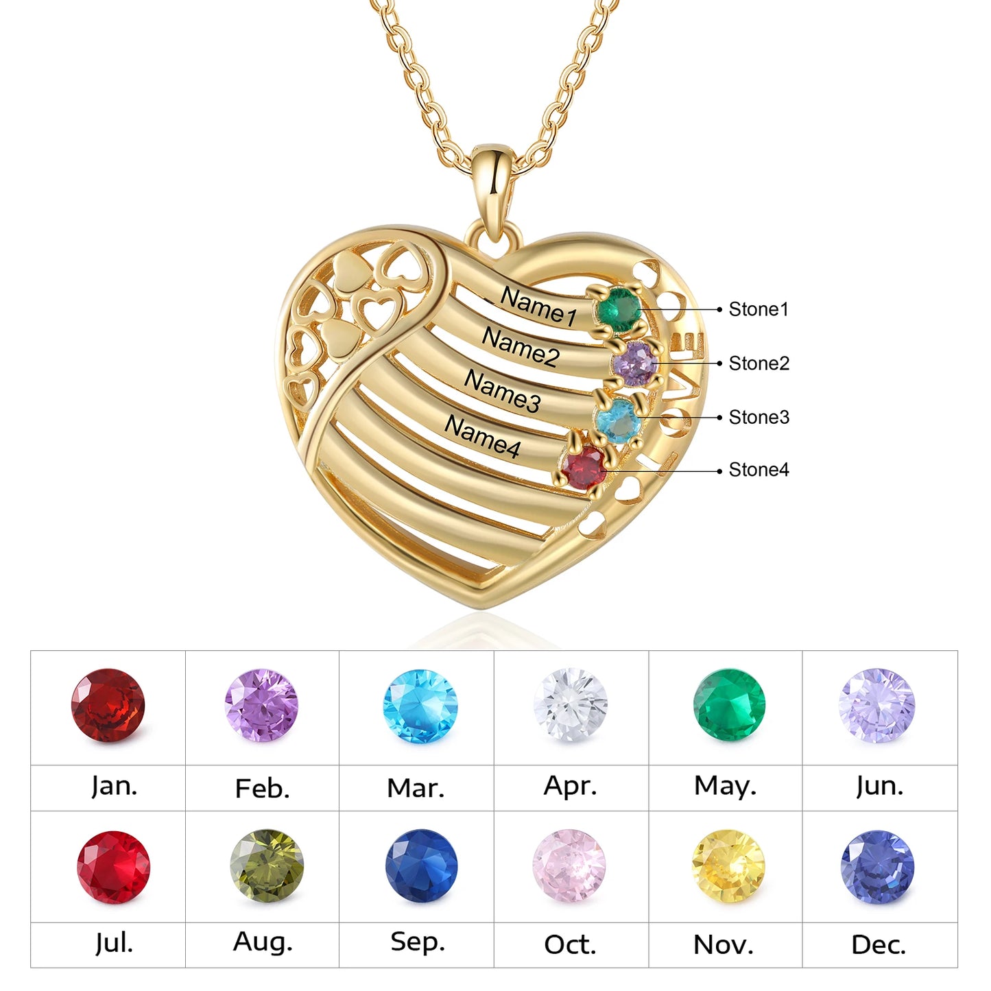 Valentine's Day Gold Color Personalized Heart Necklace