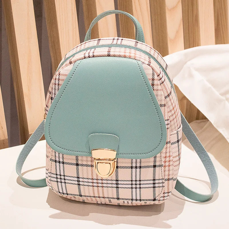 Ladies Check Lock Small Backpack
