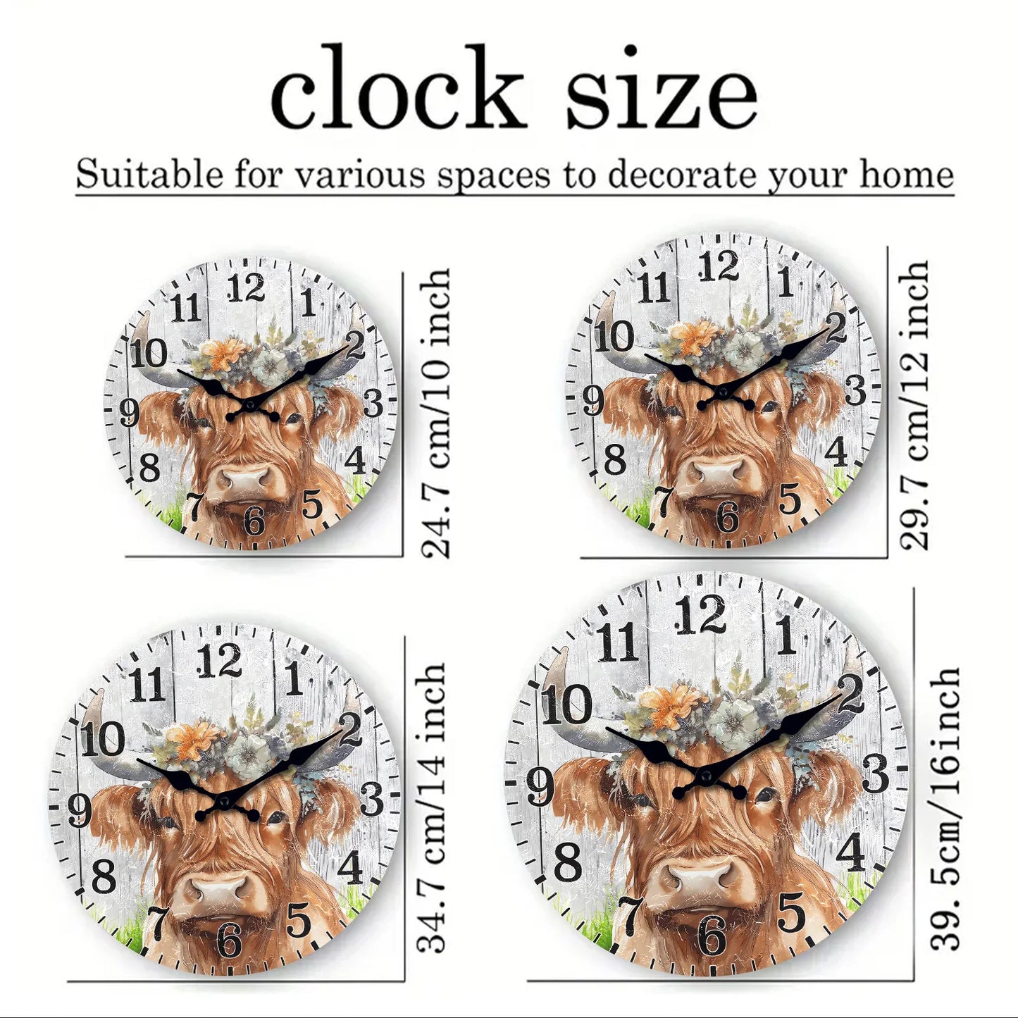 Creative Highland Cow Wooden Wall Clock