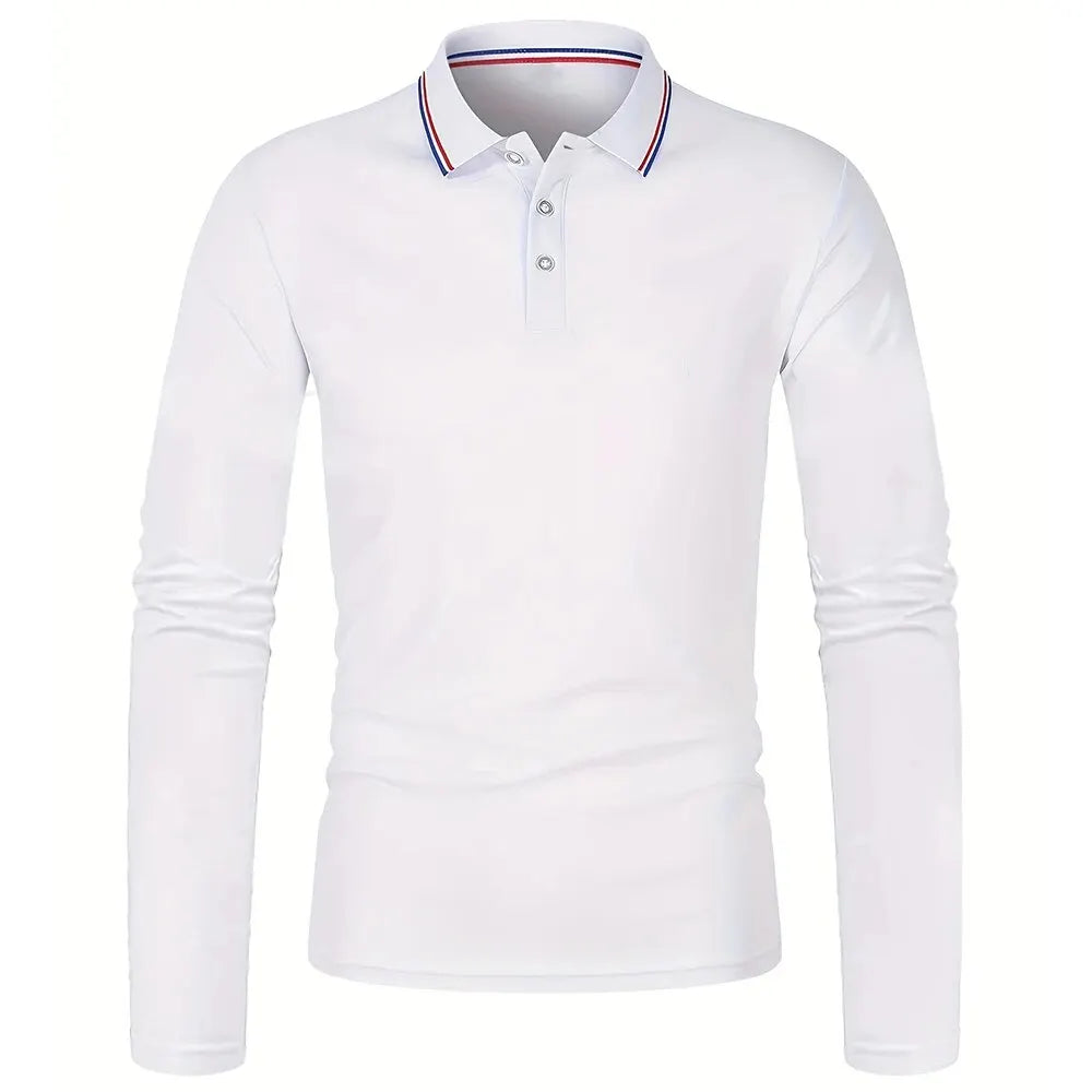 Men's Casual Long Sleeve Polo Shirt