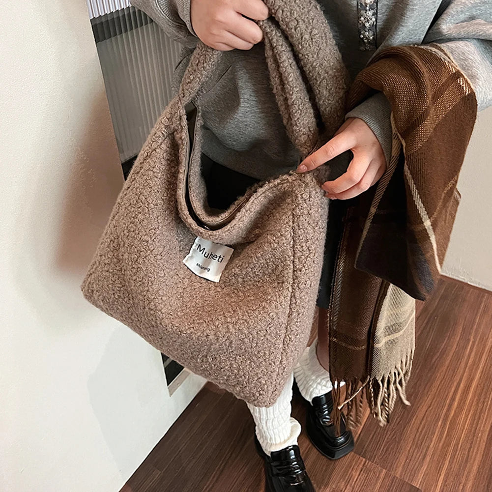 Lamb Wool Shoulder Bag for Women