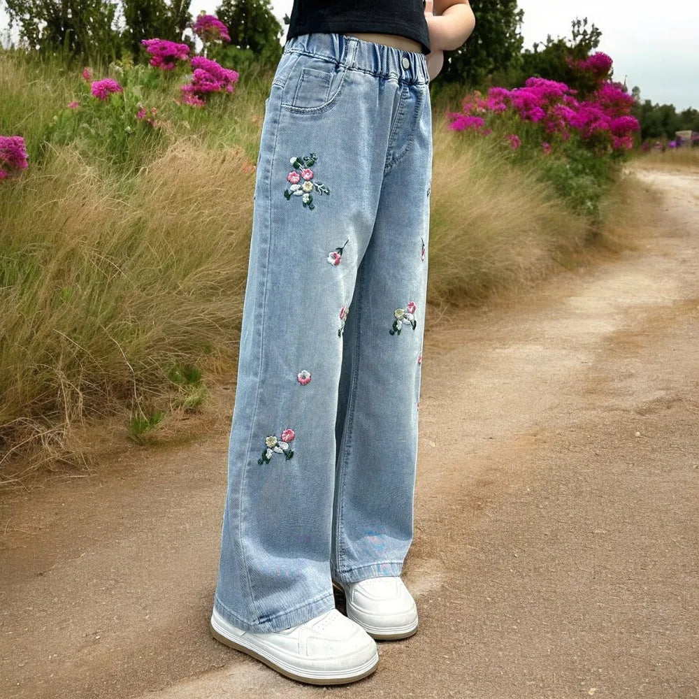 Wide-Leg Denim Trousers