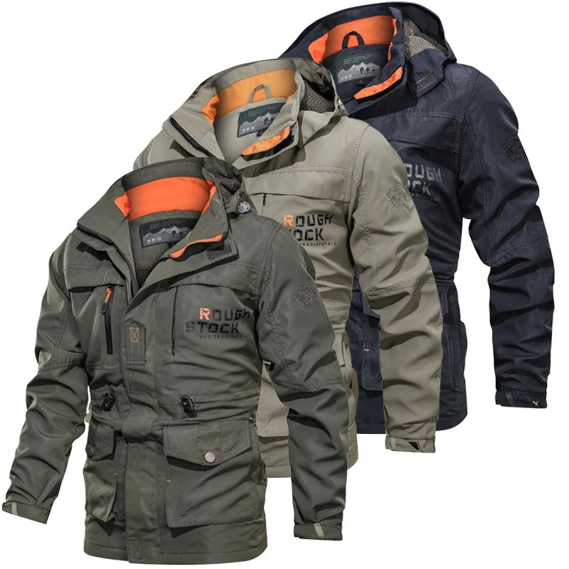 Spring And Autumn Men's Outdoor Camping Hooded Casual Jacket Men's Windproof Waterproof Windbreaker Men's Army Tactical Jacket