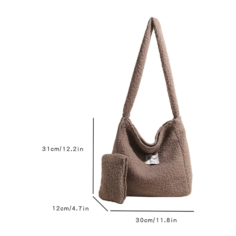 Lamb Wool Shoulder Bag for Women