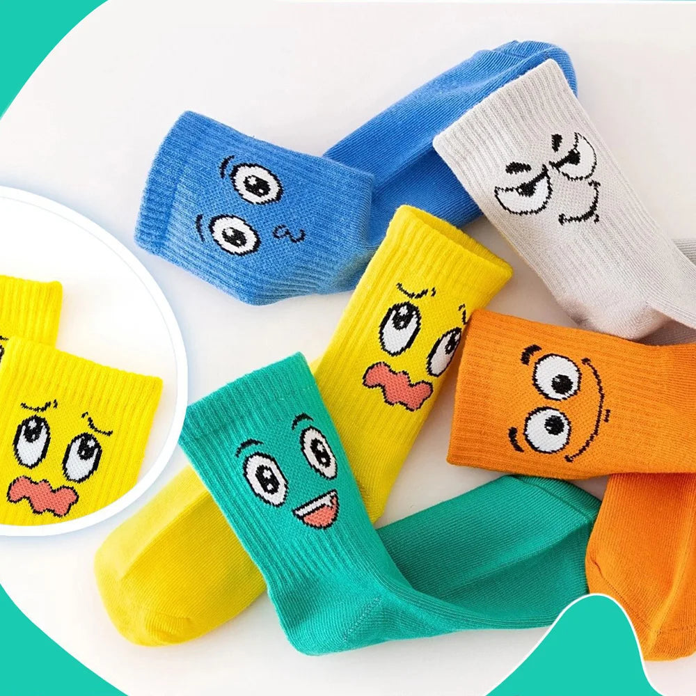 5 Pairs Kids Socks – Emoticons Funny Face Pattern
