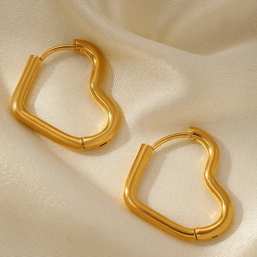 Stainless Steel Exquisite Heart Hollow Stud Earrings