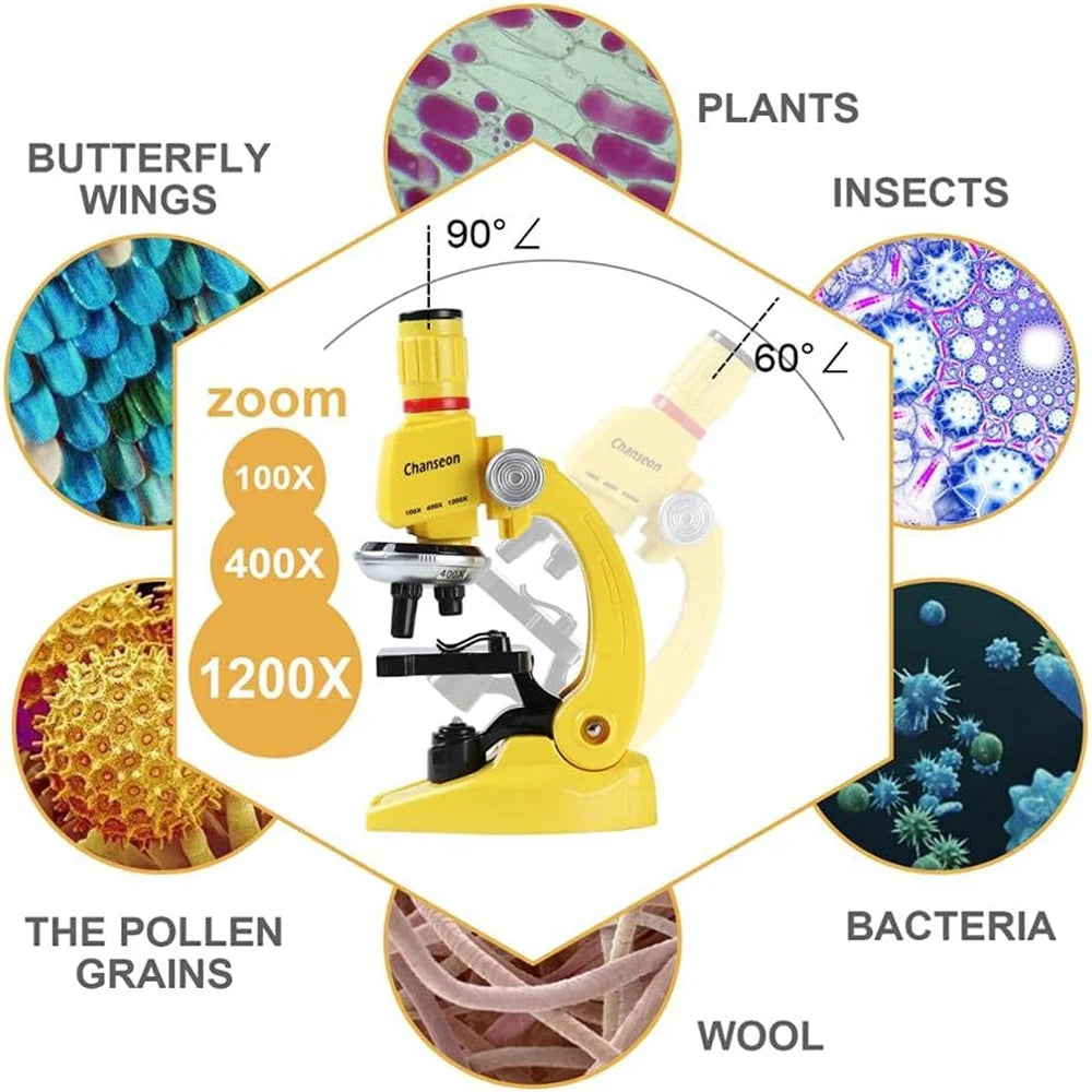 100x-1200x Kids Microscope Kit with Slides