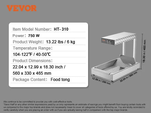 VEVOR French Fry Food Warmer