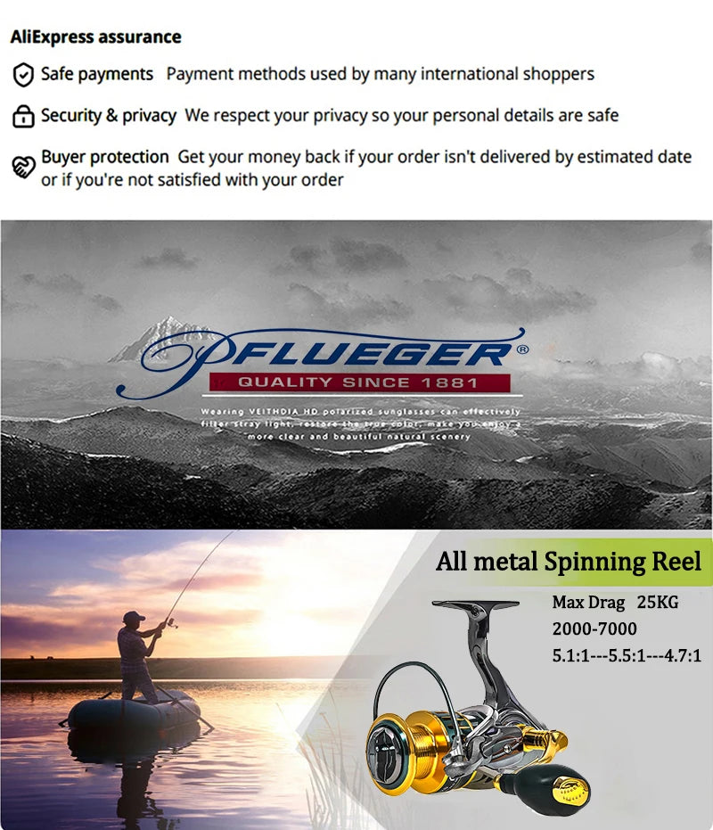 Pflueger All-Metal High-Speed Fishing Reel - CODEK 25KG