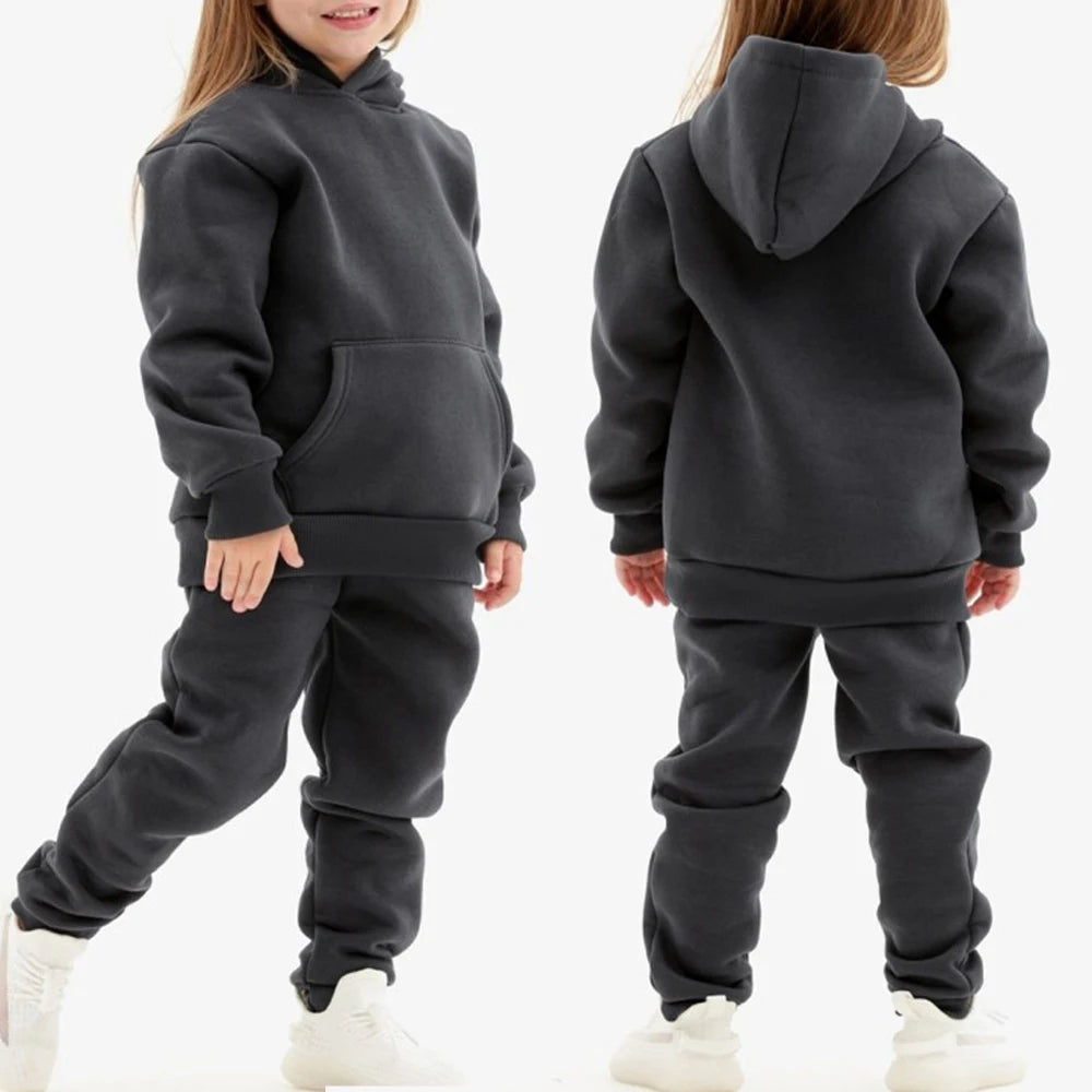 Winter Children Hooded Tracksuits Suits
